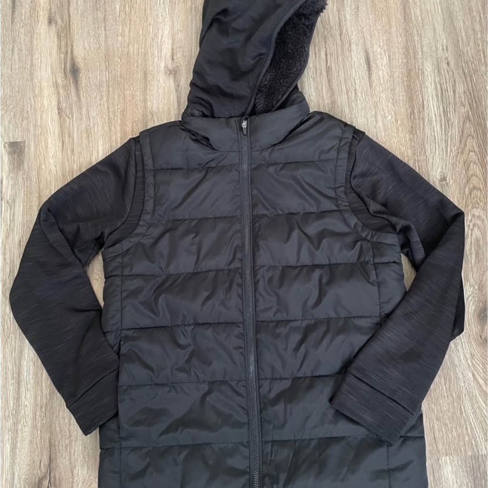 Old Navy Black Hooded Puffer Light Jacket